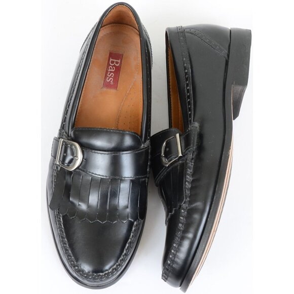 VTG Bass Mens Pendant Loafer Size 9.5 M Black Leather Preppy Old Money Academia main image 7